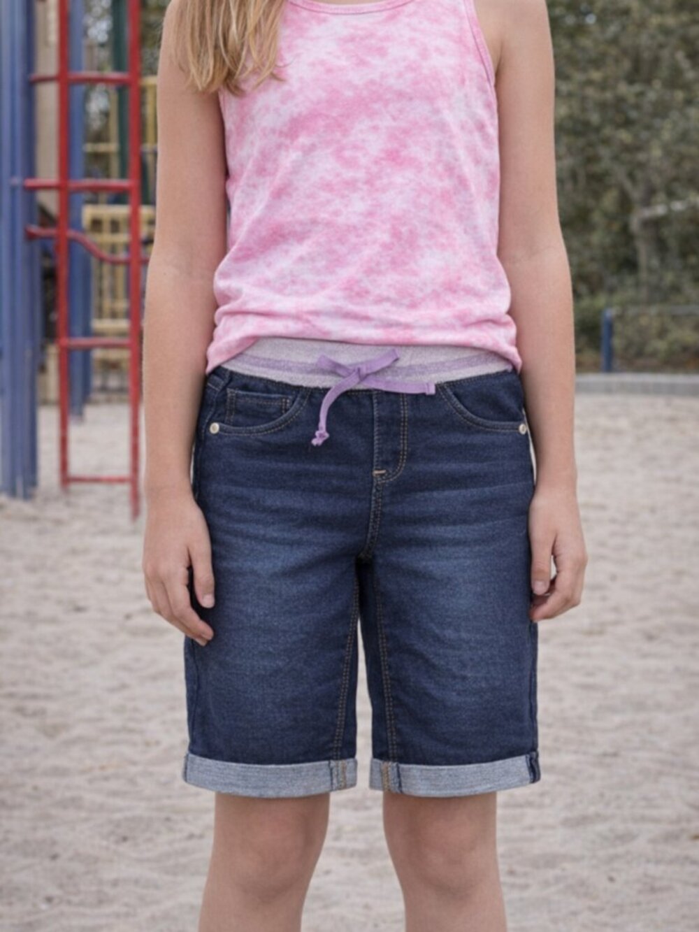 Sweet Butterfly Bermuda Jean Shorts With Stretch Waist